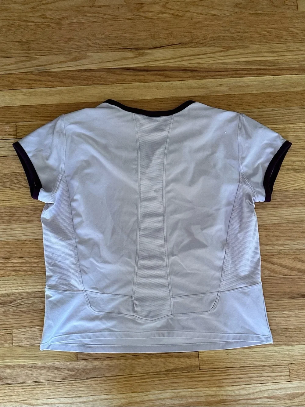 Nike Women's Light Lavender Short-Sleeve Athletic Top with Dark Purple Trim